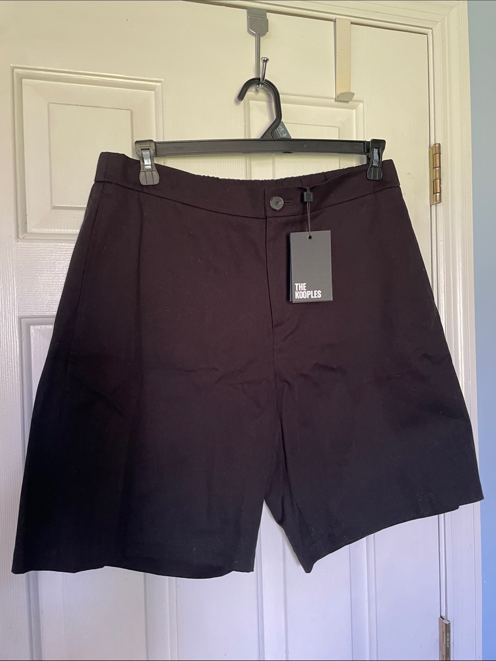 The Kooples Black or Tan High-Rise Tailored Shorts